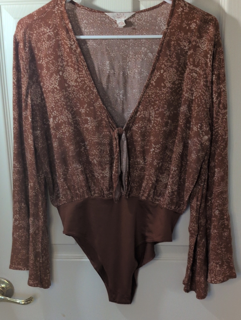 Sun & Shadow Brown Rust Boho Bodysuit Size S.
